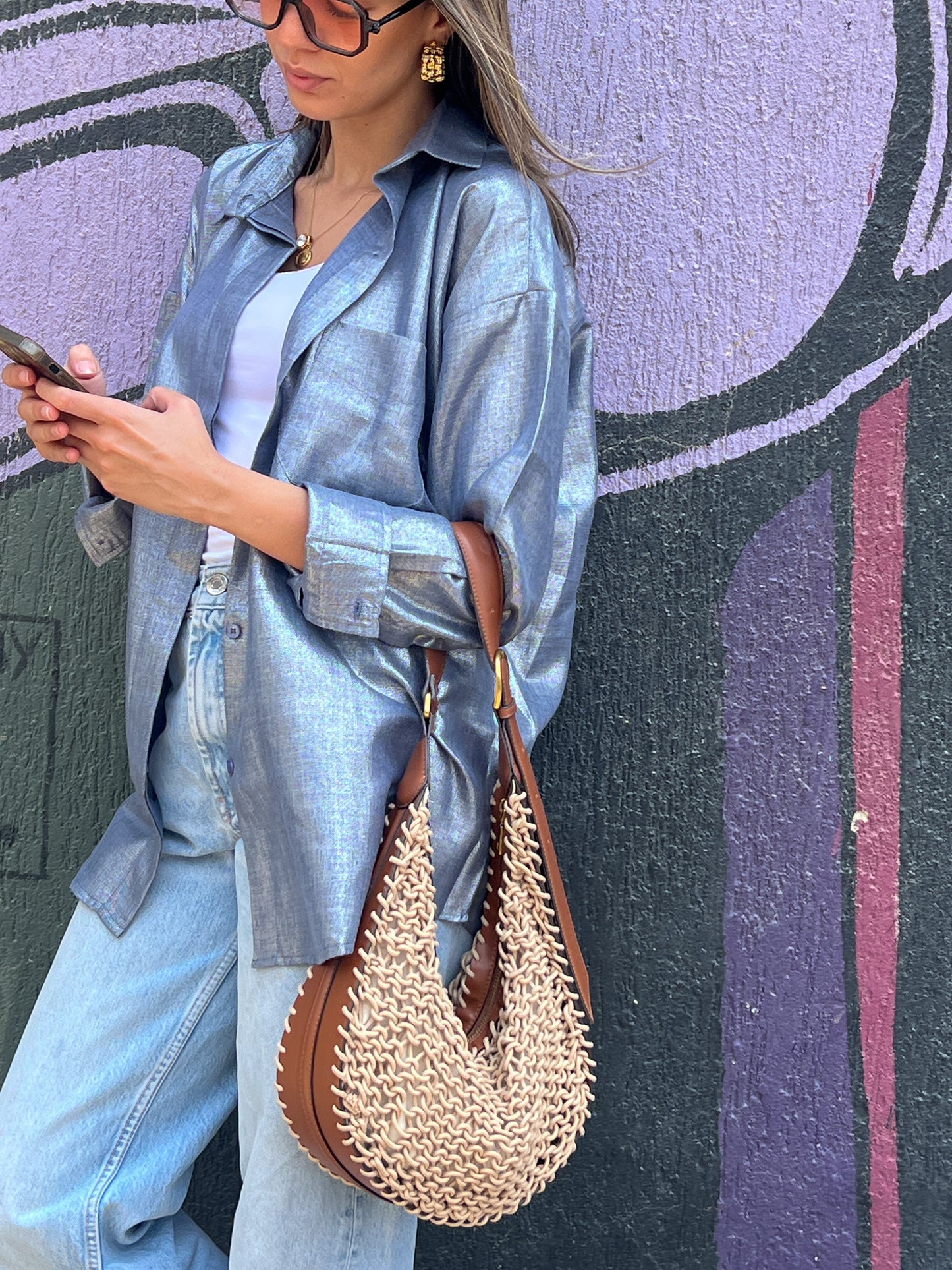 Blue shimmery shirt