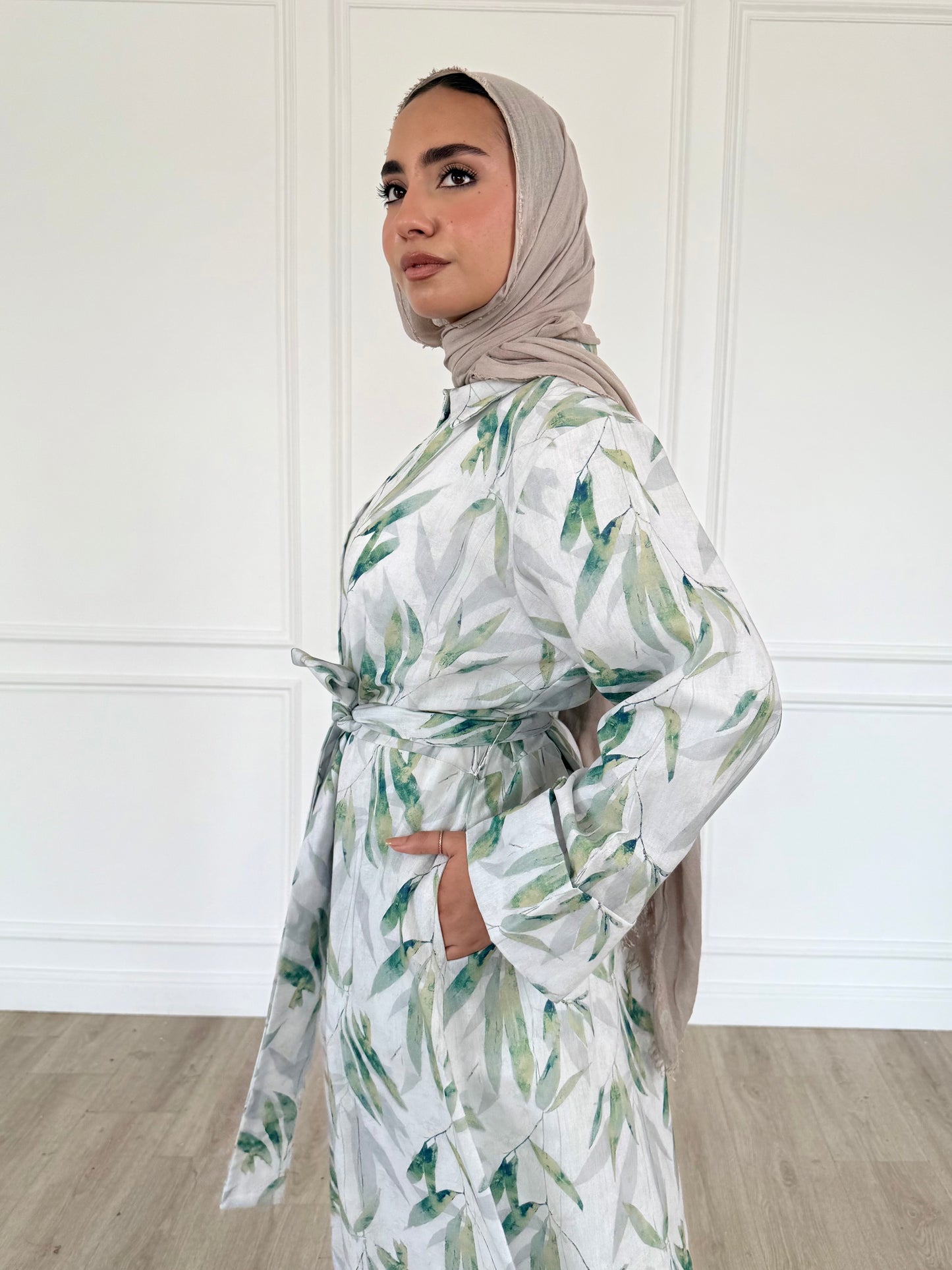 Soléa dress -leaf pattern
