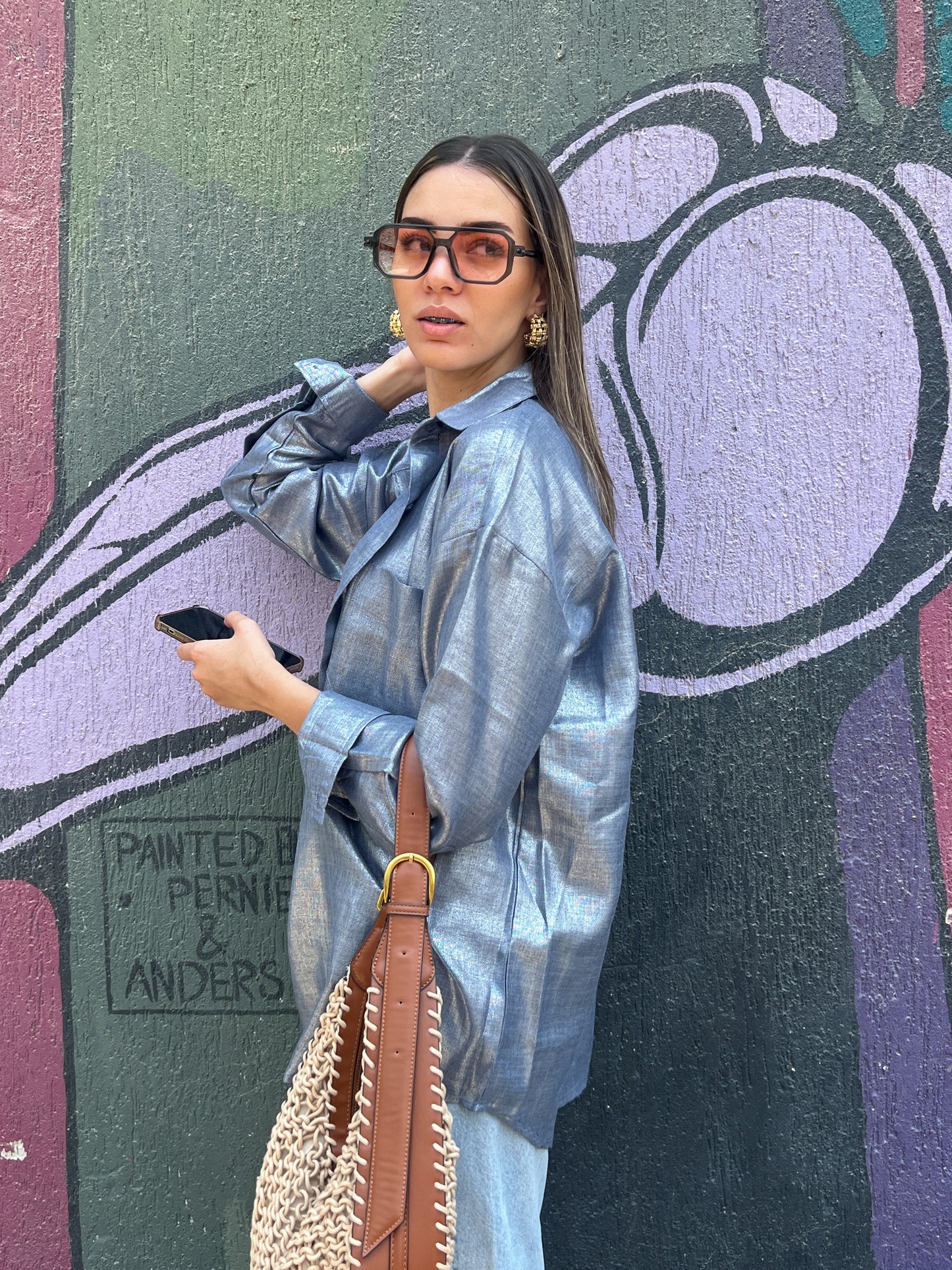 Blue shimmery shirt