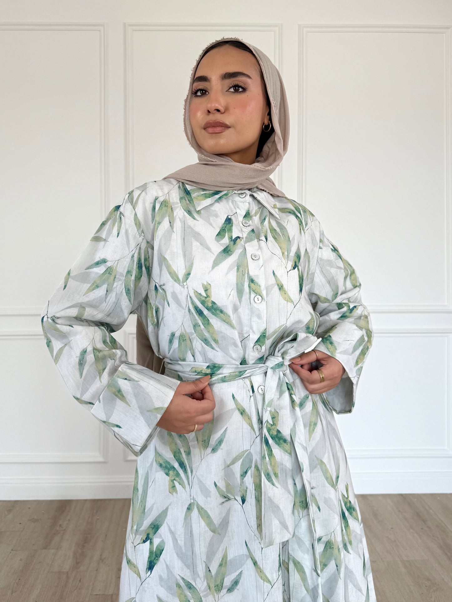 Soléa dress -leaf pattern