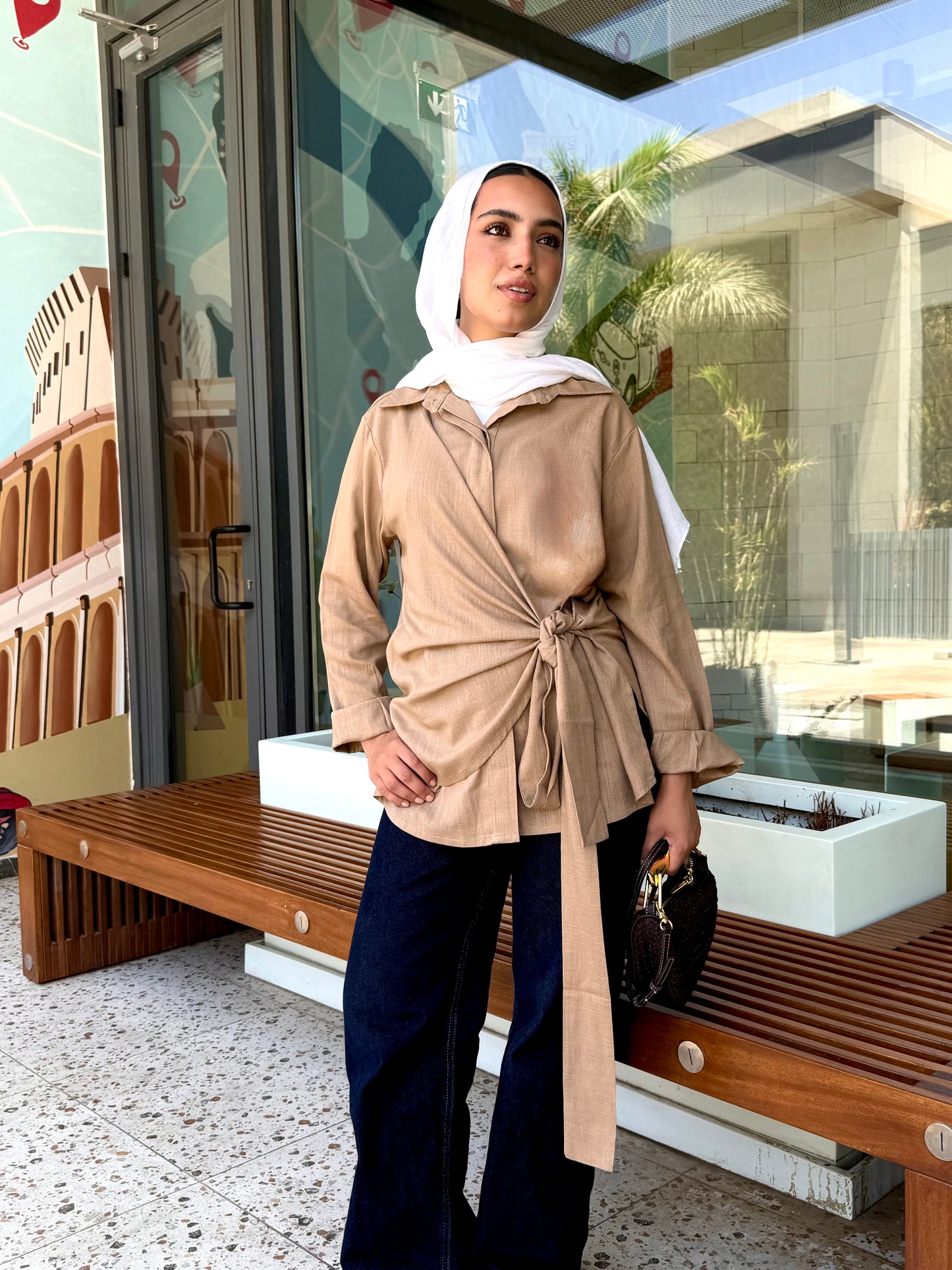 Caffe side tie linen shirt