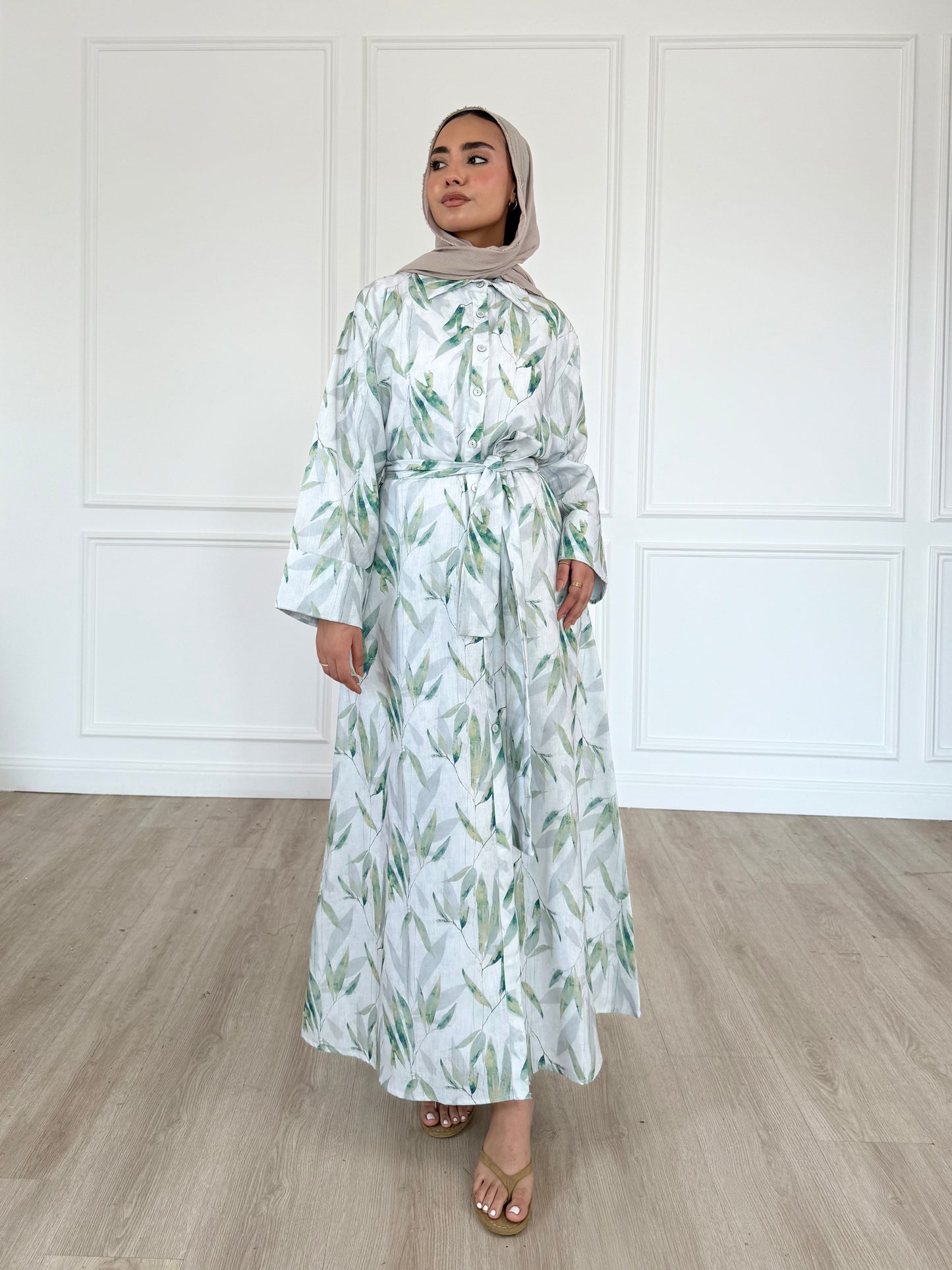 Soléa dress -leaf pattern