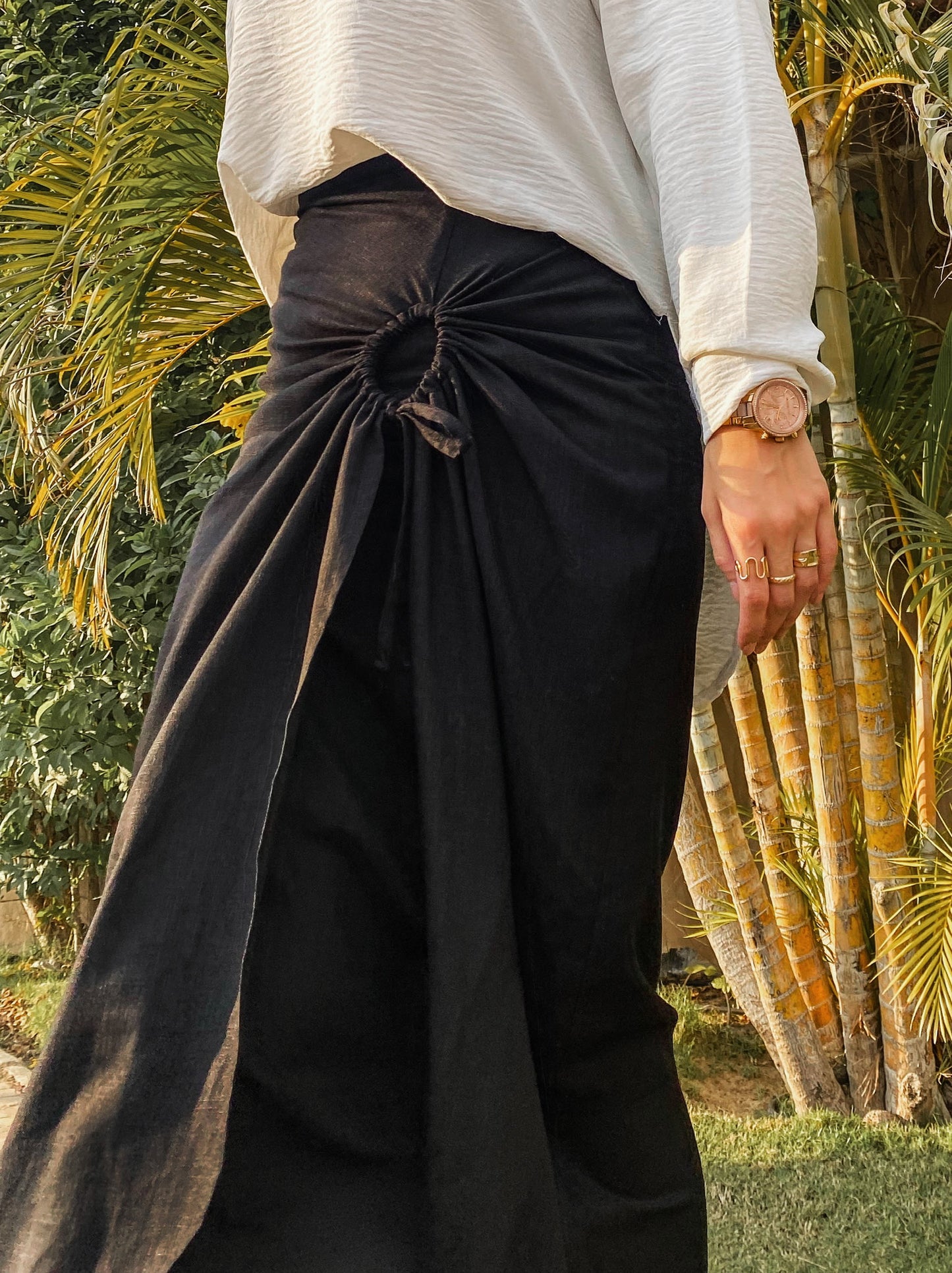 Sunwrap Linen Skirt - Black