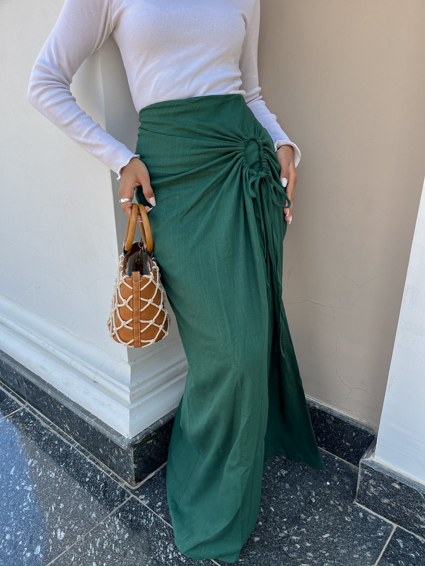 Sunwrap Linen Skirt - Olive Green
