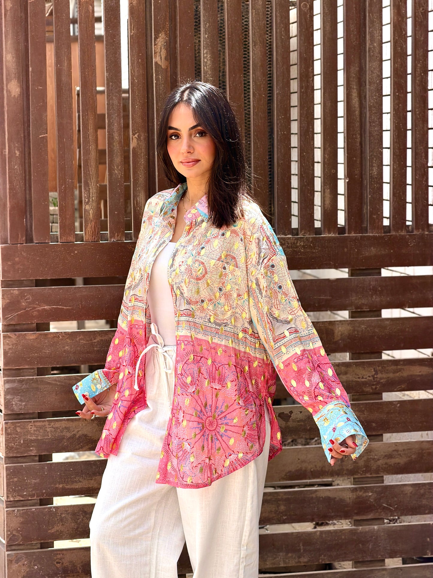 Indie pink blocks shirt