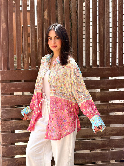 Indie pink blocks shirt