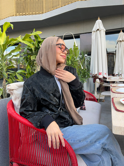 Leather padded jacket