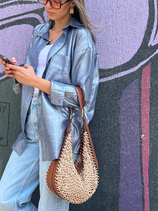 Blue shimmery shirt