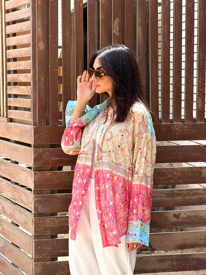 Indie pink blocks shirt