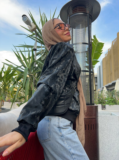 Leather padded jacket