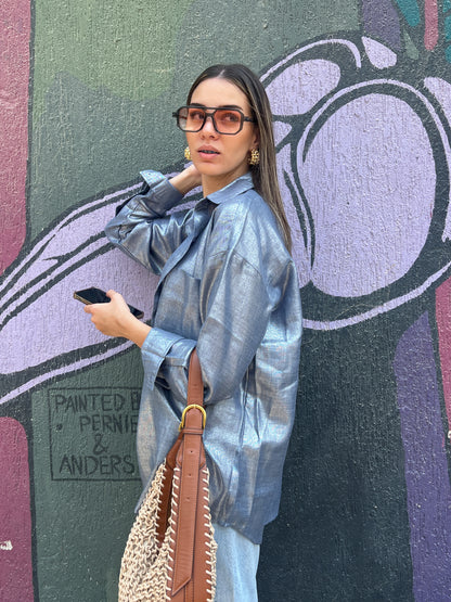 Blue shimmery shirt