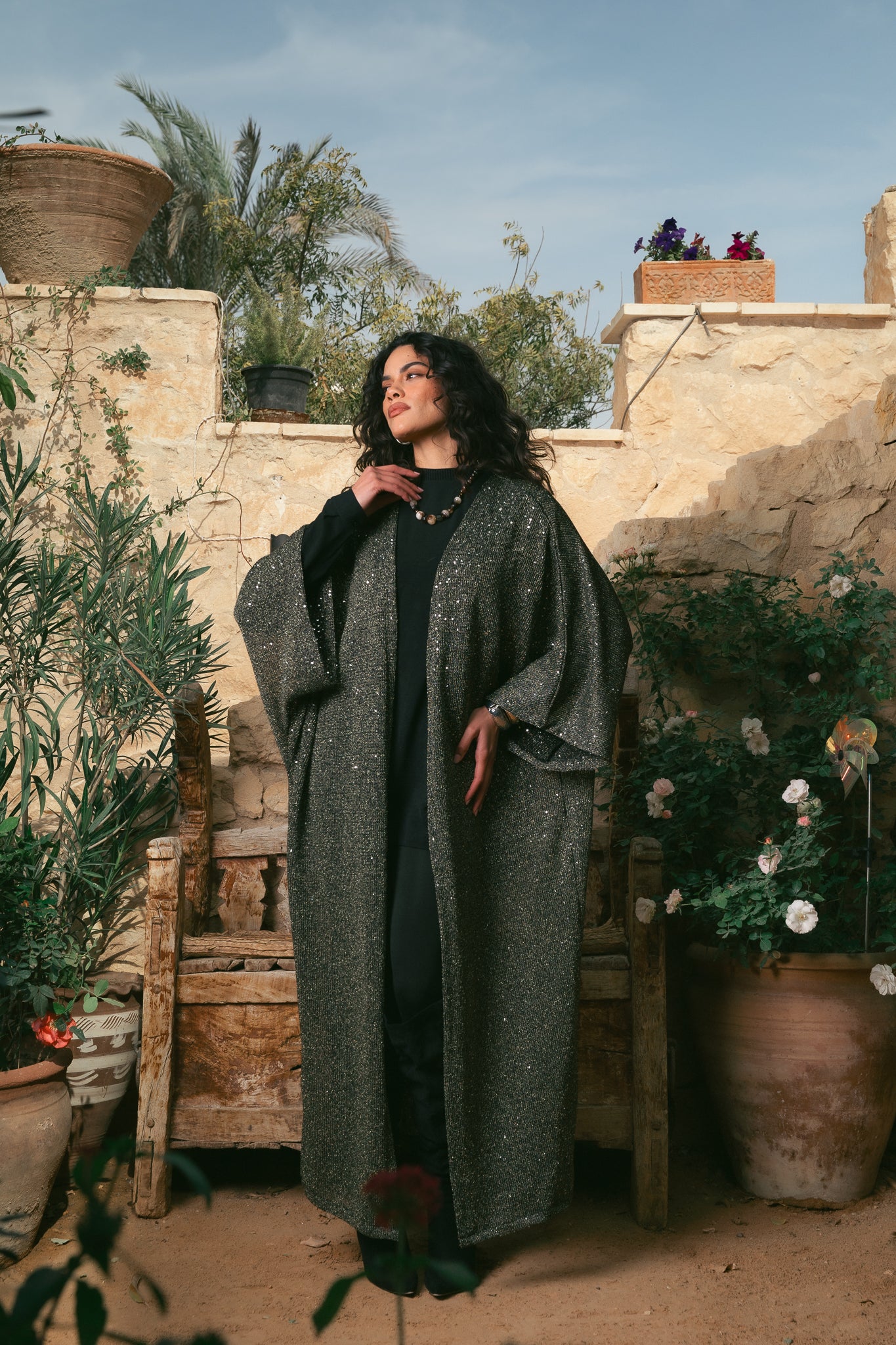 Black x gold cardigan