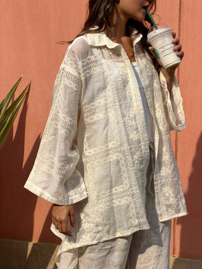 Embroidery white shirt