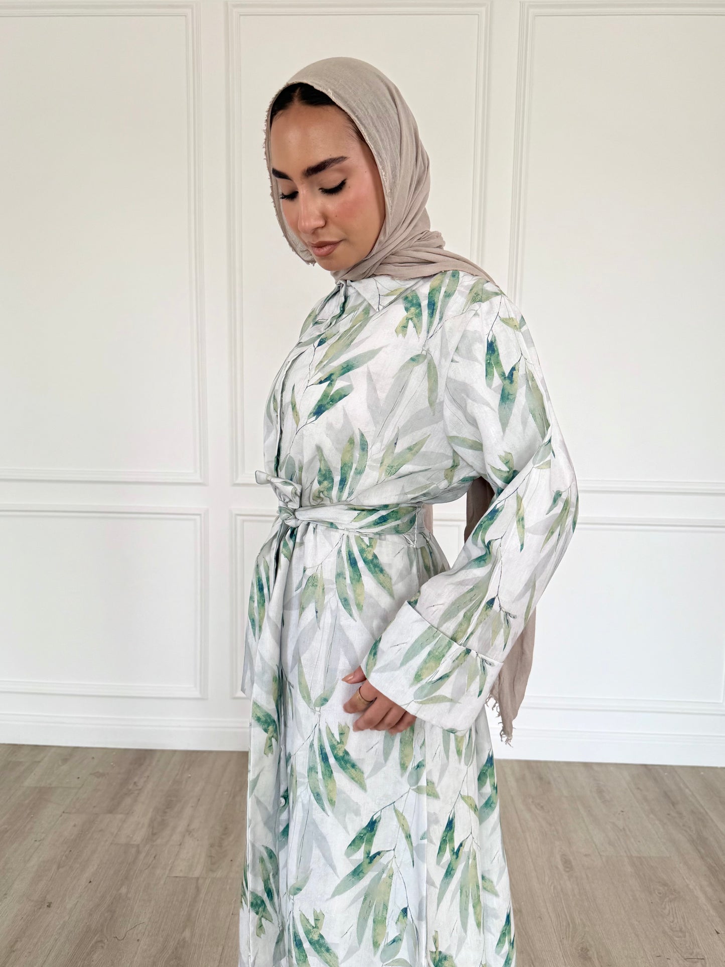 Soléa dress -leaf pattern