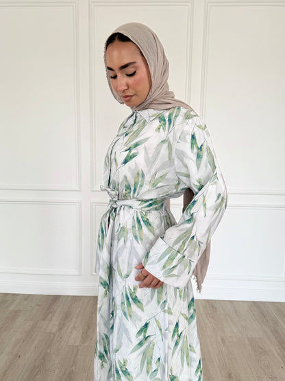 Soléa dress -leaf pattern