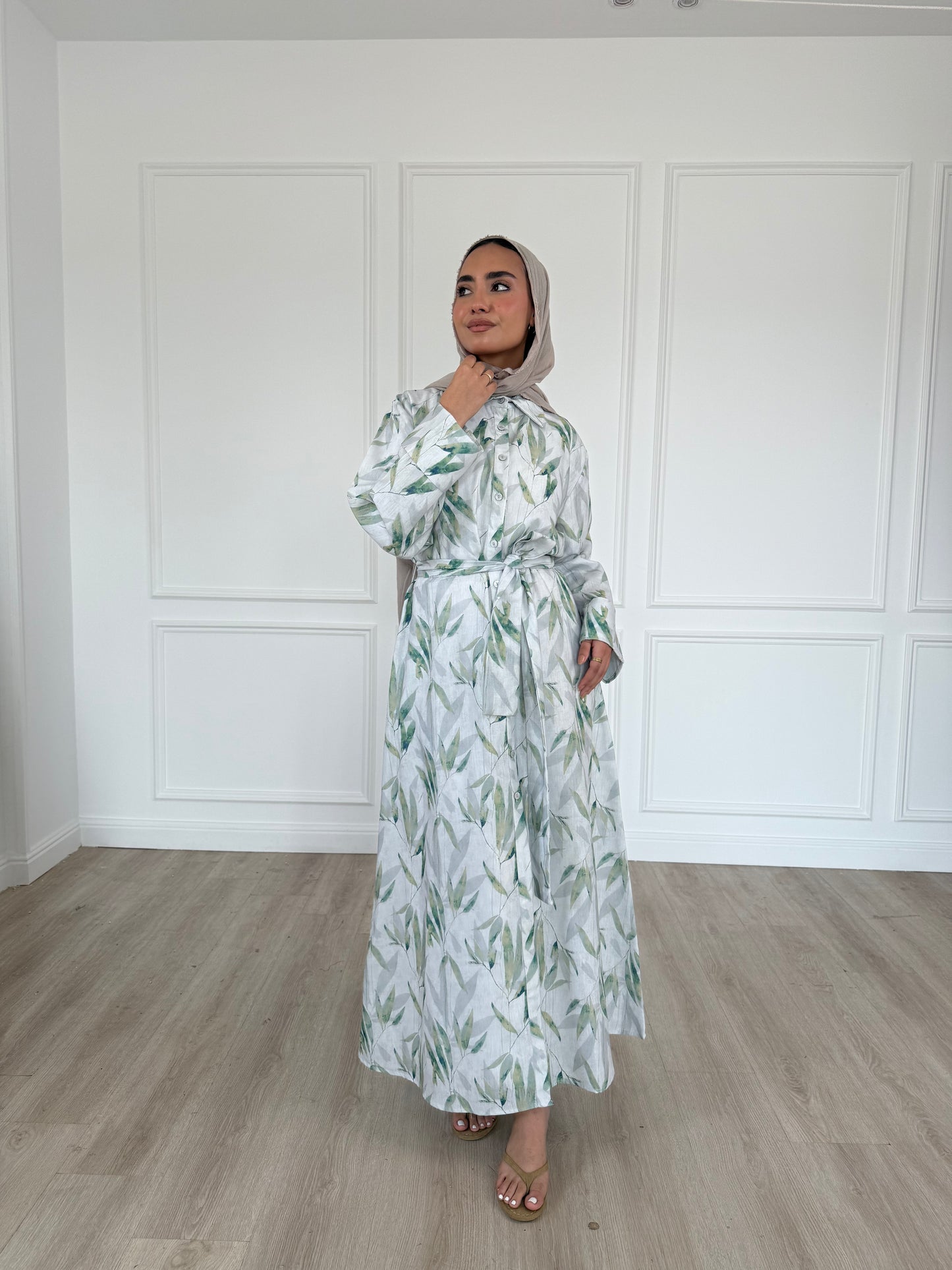 Soléa dress -leaf pattern