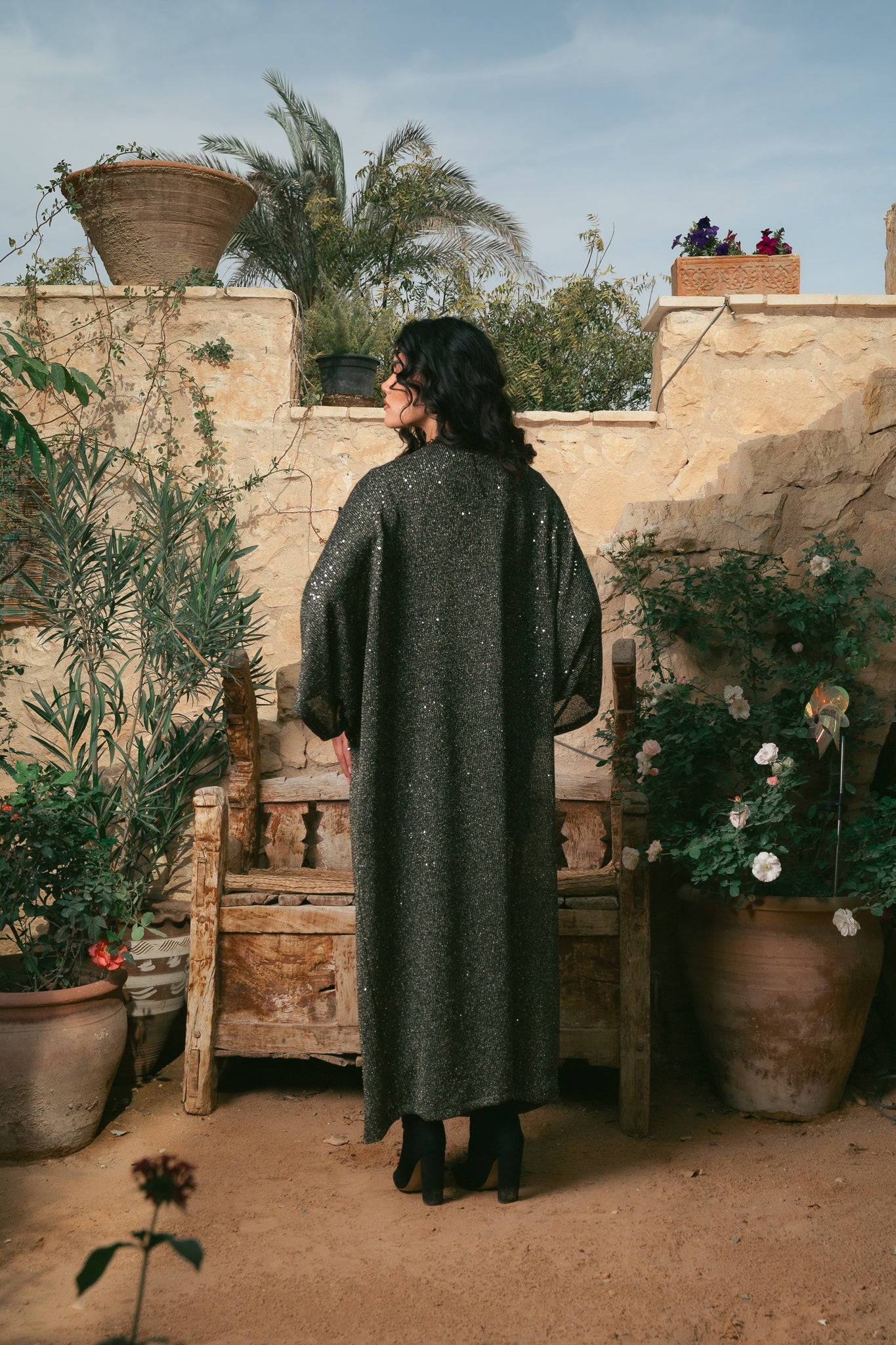 Black x gold cardigan