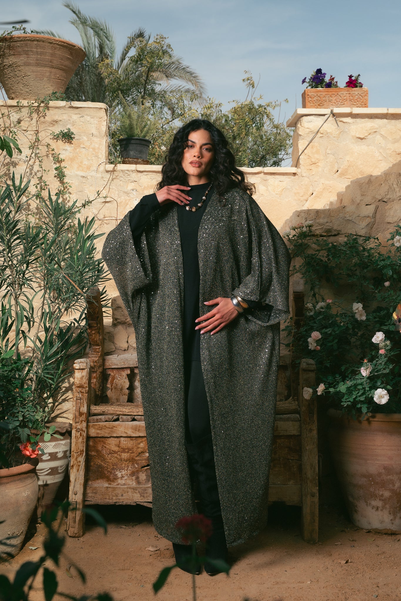 Black x gold cardigan