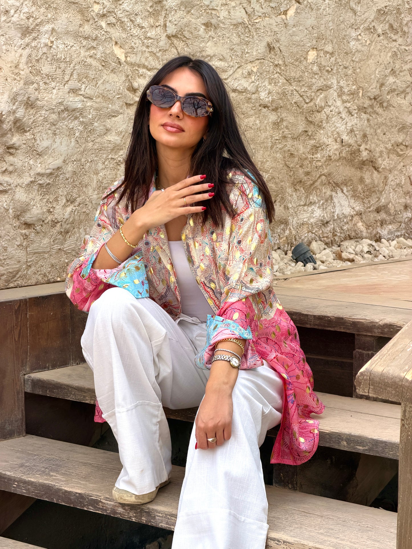 Indie pink blocks shirt