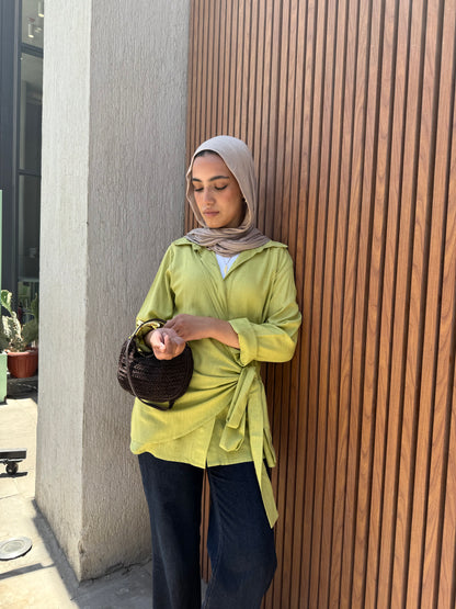 Kewii side tie linen shirt