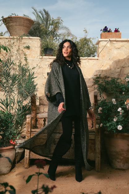 Black x gold cardigan