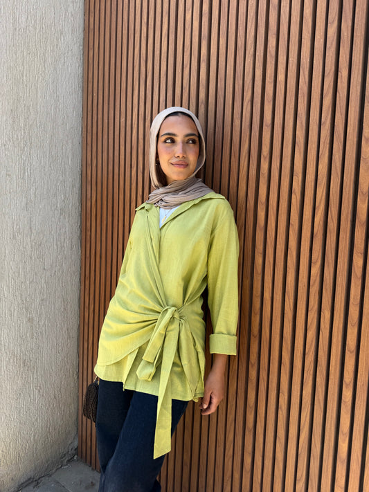 Kewii side tie linen shirt