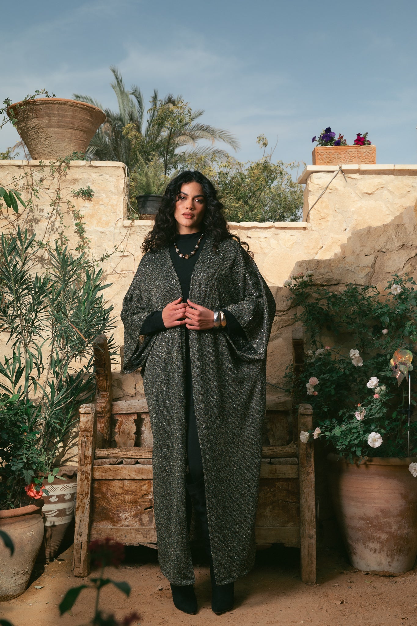 Black x gold cardigan