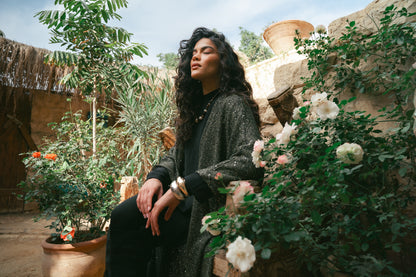 Black x gold cardigan