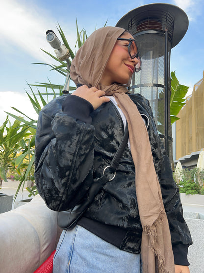 Leather padded jacket