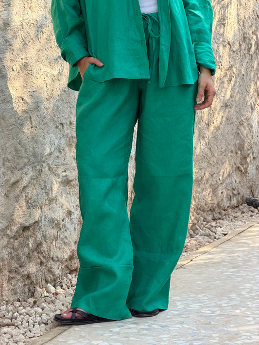 Pure linen pants green