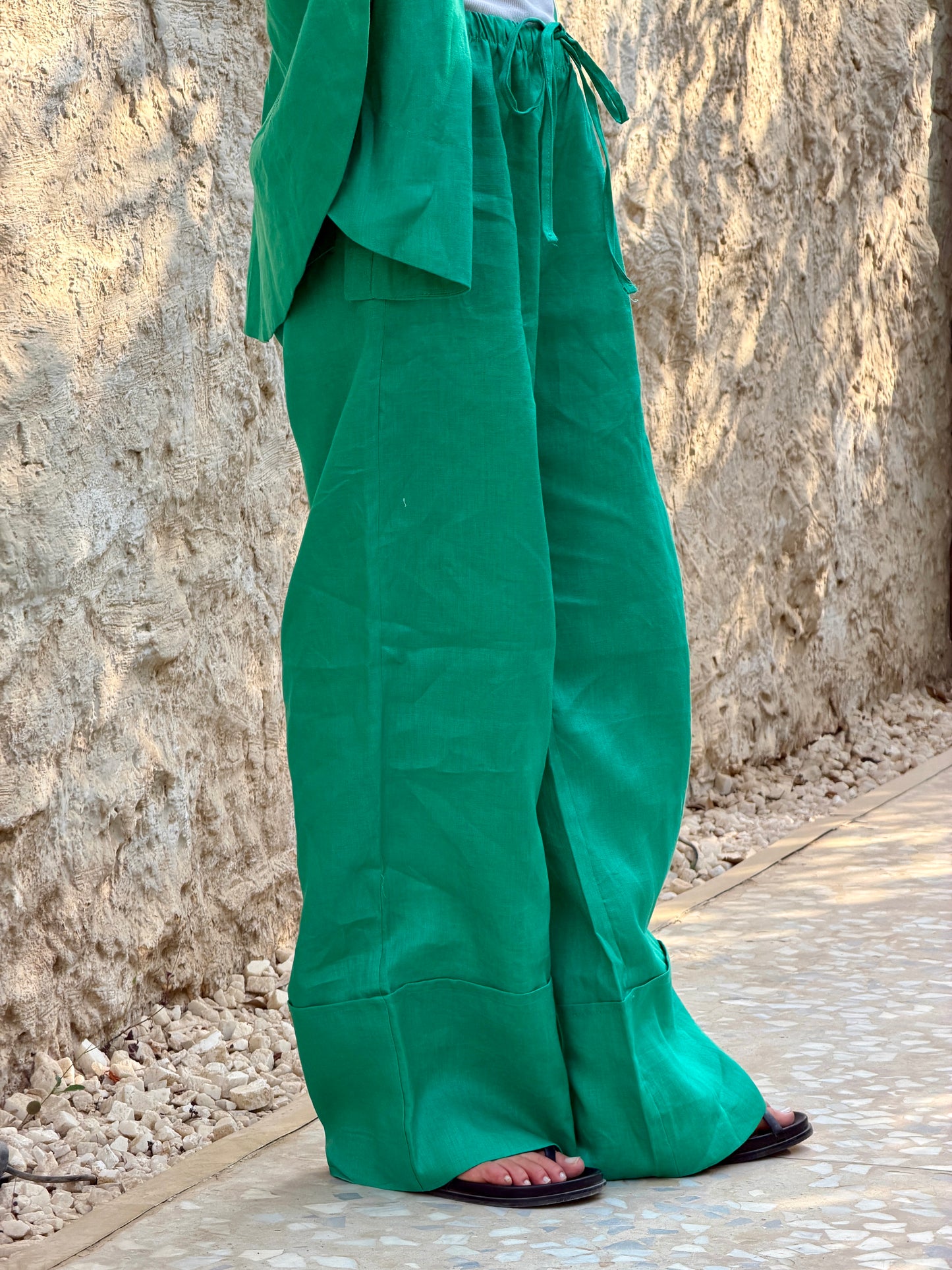 Pure linen pants green