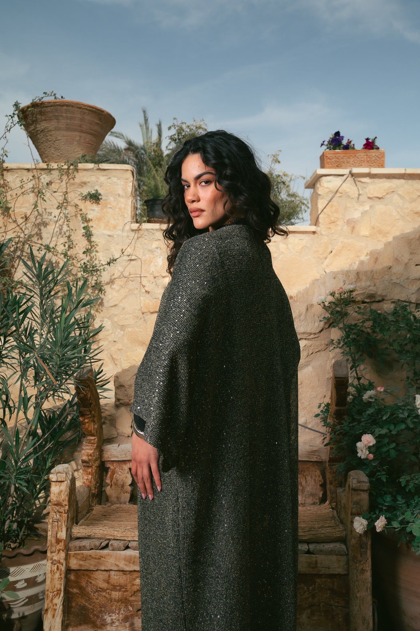 Black x gold cardigan