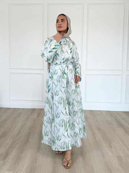 Soléa dress -leaf pattern