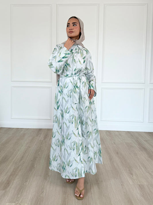 Soléa dress -leaf pattern