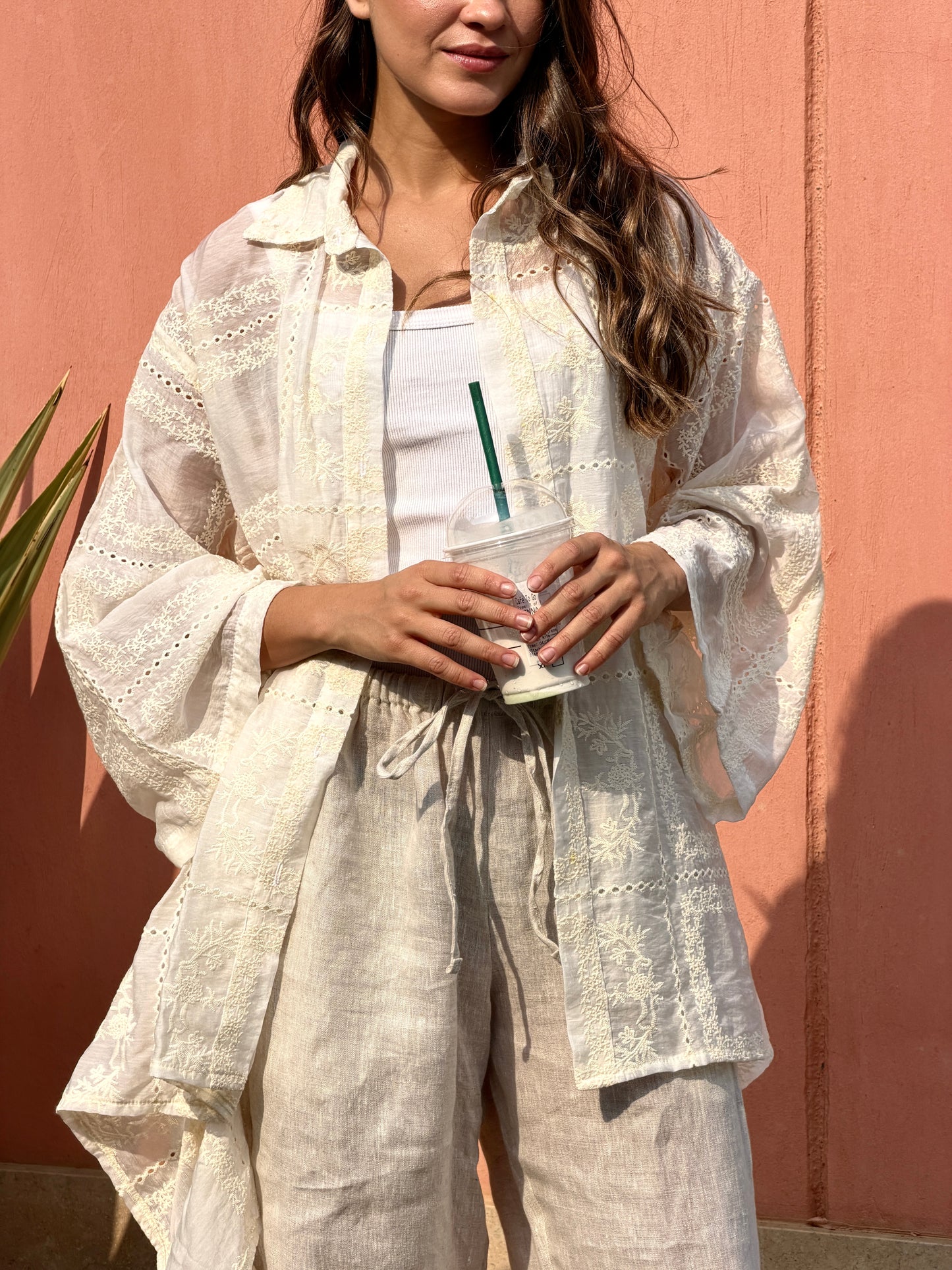 Embroidery white shirt