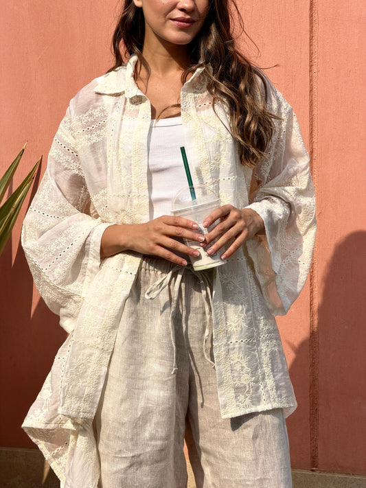 Embroidery white shirt