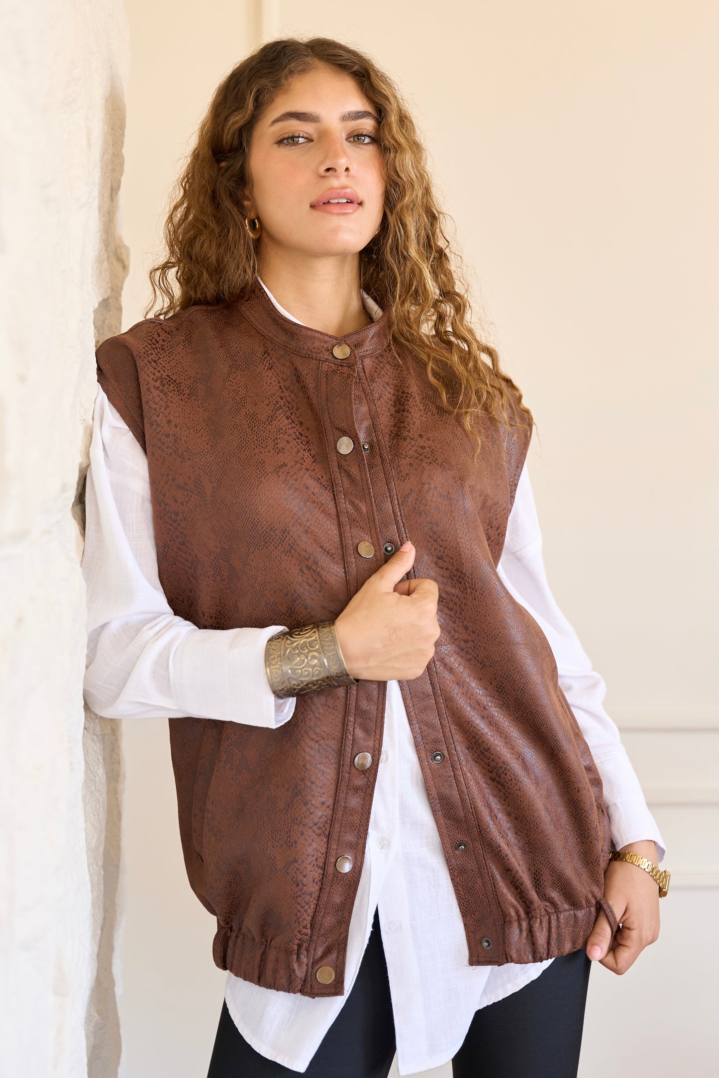 Snake print vest In brown