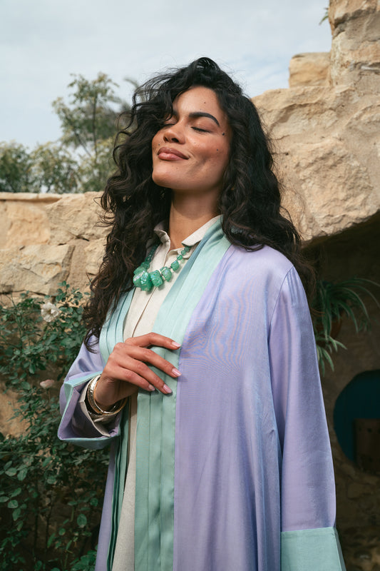 Grace Cardigan in Mint x lilac