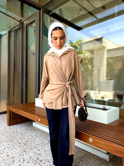 Caffe side tie linen shirt