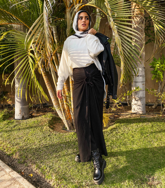 Sunwrap Linen Skirt - Black