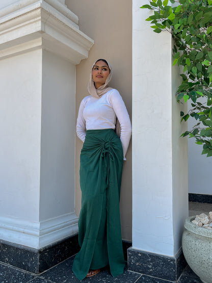 Sunwrap Linen Skirt - Olive Green