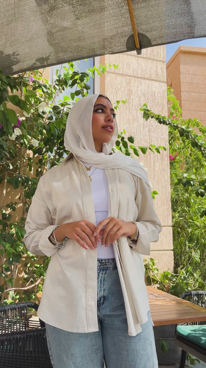 Beige shimmery linen shirt