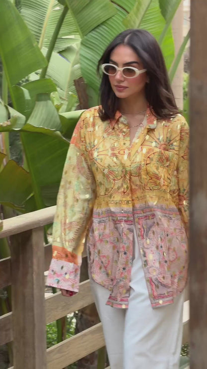 Indie orange blocks shirt