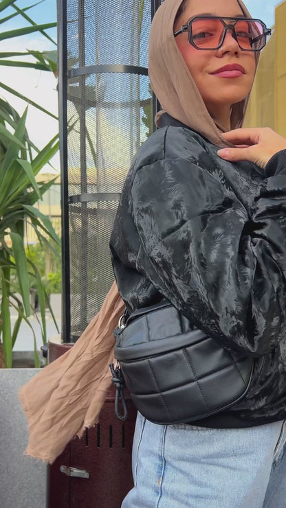 Leather padded jacket