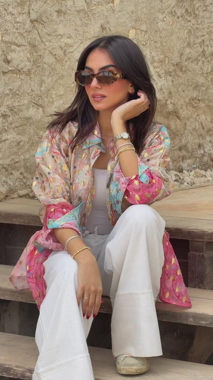Indie pink blocks shirt